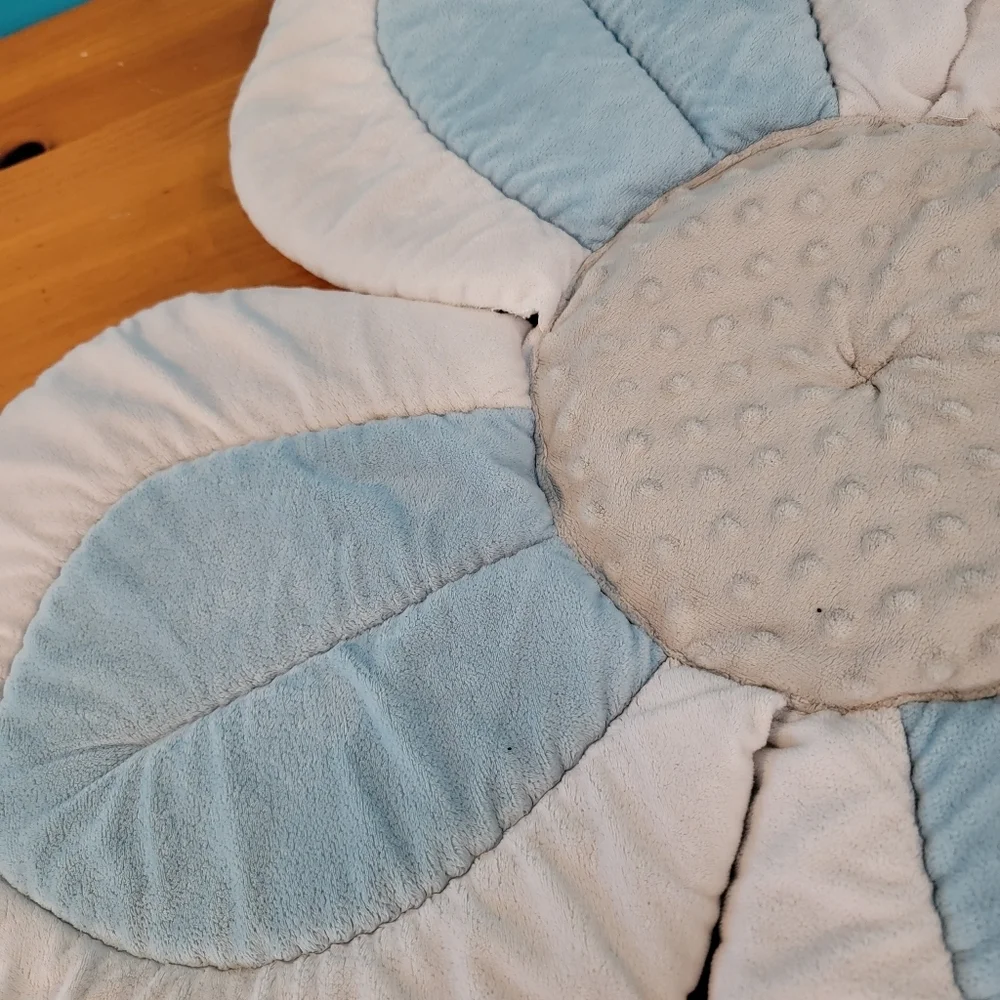 Blooming Baby Lotus Flower Bath Mat Sink Liner Cushion Blue T23